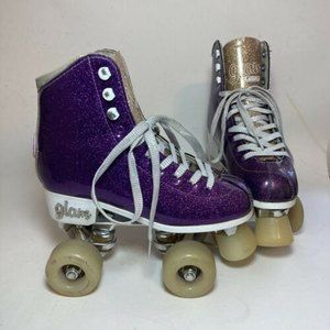 Crazy Skates "Disco Glam" Purple Glitter  Roller Skates Size US 3 EUR 34